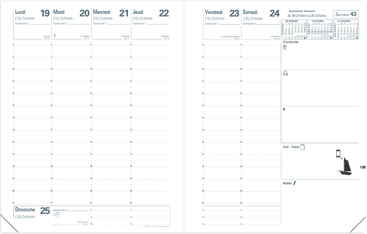 Agenda Président - 8¼”x10¾” (21x27cm) - 2024 - Quo Vadis